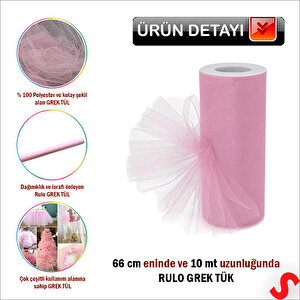 Süsleme Tülü Grek Tül Rulo, 66 Cm X 10 Mt - Pembe