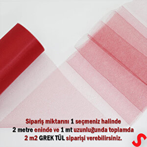 Süsleme Tülü Grek Tül, 2 Mt En X 1 Mt Uzunluk - Kırmızı