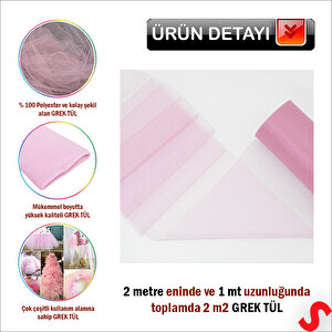 Süsleme Tülü Grek Tül, 2 Mt En X 1 Mt Uzunluk - Pembe