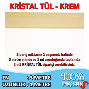 Süsleme Tülü Kristal Tül, 3 Mt En X 1 Mt Uzunluk - Krem