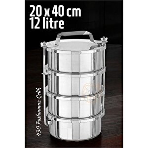 Modacar Sefer Tası Yemek Kabı Paslanmaz Çelik 4 Katlı 20 Cm 3 Li̇tre