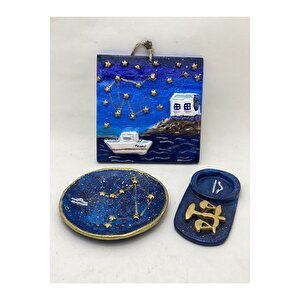 Terazi Burcu Yıldız Haritalı 3lü Hediyelik Set