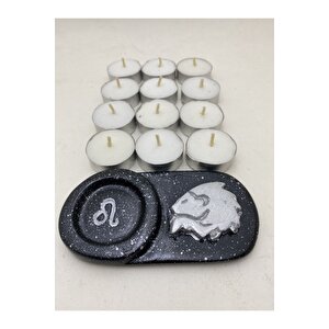 Aslan Burcu Mumluk 3 Adet Tealight Balmumu Mum Hediyeli Özel Kutusunda