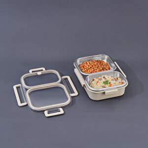 Bento Lunch Box 2 Bölmeli Beige