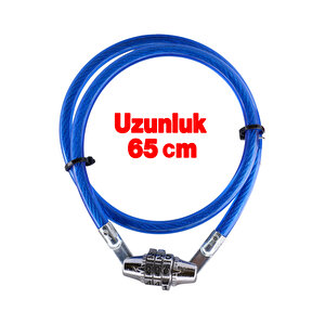 Şifreli Bisiklet Kilidi 65 Cm Çelik Halat Zincir Kilit Çap 7 Mm Ø  Hırsız Önleme Güvenlik 1 Adet