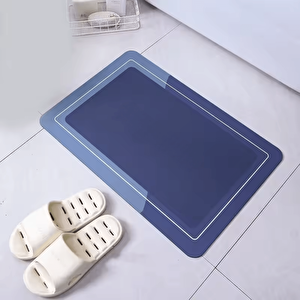 Köşeli Kare Antibakteriyel Diatomit Süper Sihirli Su Emici Kaymaz Tabanlı Banyo Paspası 60*40 Cm