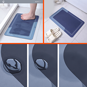 Köşeli Kare Antibakteriyel Diatomit Süper Sihirli Su Emici Kaymaz Tabanlı Banyo Paspası 60*40 Cm