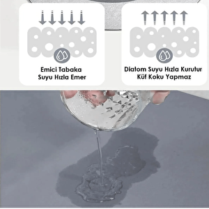 Köşeli Kare Antibakteriyel Diatomit Süper Sihirli Su Emici Kaymaz Tabanlı Banyo Paspası 60*40 Cm