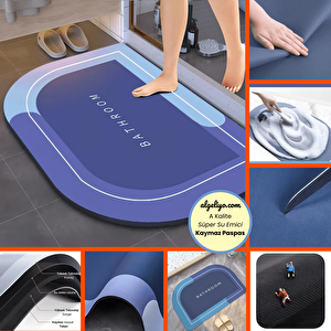 Köşeli Antibakteriyel Diatomit Süper Sihirli Su Emici Kaymaz Tabanlı Banyo Paspası 60*40 Cm