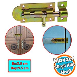 Mavzer Sürgü Kilit No:8 Kadmiyum 35x95 Mm Kapı Pencere Emniyet Mandalı Kilidi
