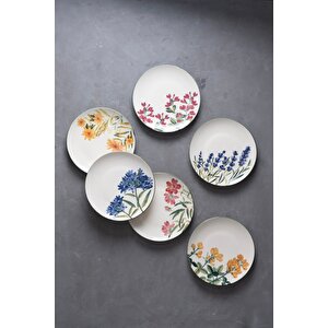 Tabak Evi̇ Porselen New Flower Garden Pasta Tabağı 20cm 6 Kişilik 6 Parça Tvl6ptprs1115