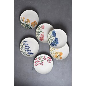 Tabak Evi̇ Porselen New Flower Garden Pasta Tabağı 20cm 6 Kişilik 6 Parça Tvl6ptprs1115