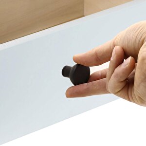 Düğme Çekmece Dolap Kapak Kulpu Kulbu Mat Siyah Plastik Kulp 10 Adet