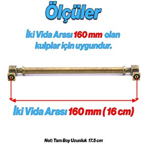 Mobilya Mutfak Çekmece Dolap Kulpu Kulbu Kulpları 16 Cm Antik Sarı Eskitme Metal 160 Mm