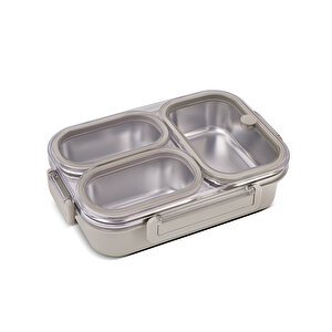 Bento Lunch Box 3 Bölmeli Beige