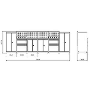 3.7 Metre Modüler Çalışma Tezgahı İe.36.18.34