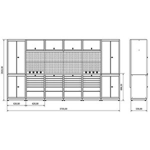 3.7 Metre Modüler Çalışma Tezgahı İe.36.18.32