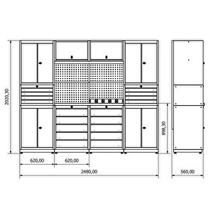2.4 Metre Modüler Çalışma Tezgahı İe.36.18.18