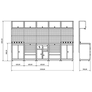3.1 Metre Modüler Çalışma Tezgahı İe.36.18.26