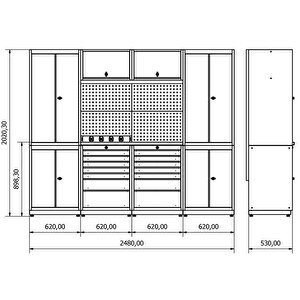 2.4 Metre Modüler Çalışma Tezgahı İe.36.18.11