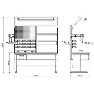 1.8 Metre Elektronikçi Çalışma Tezgahı İe.36.11.02