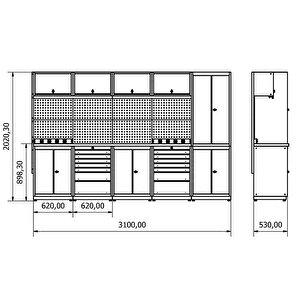 3.1 Metre Modüler Çalışma Tezgahı İe.36.18.22