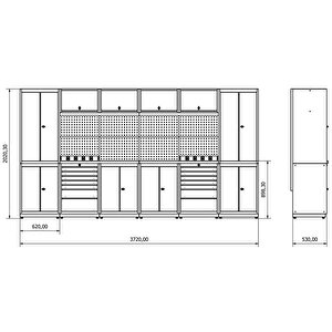 3.7 Metre Modüler Çalışma Tezgahı İe.36.18.31