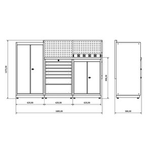 1.8 Metre Modüler Çalışma Tezgahı İe.36.18.08