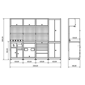 2.4 Metre Modüler Çalışma Tezgahı İe.36.18.14