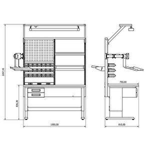 1.5 Metre Elektronikçi Çalışma Tezgahı İe.36.11.01