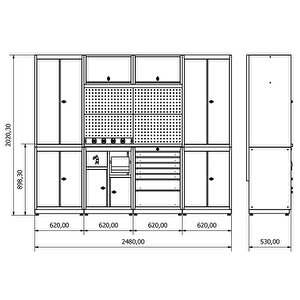 2.4 Metre Modüler Çalışma Tezgahı İe.36.18.12
