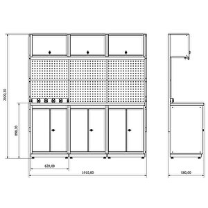 1.8 Metre Modüler Çalışma Tezgahı İe.36.18.07