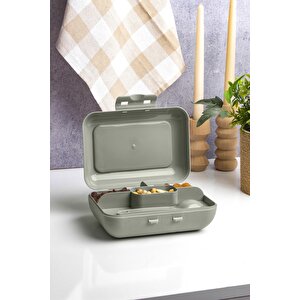 Yeşil Lunch Box 2 Katlı 5 Bölmeli Kendinden Çatal Kaşıklı Beslenme Kutusu