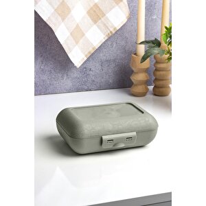 Okyanus Home Yeşil Lunch Box 2 Katlı 5 Bölmeli Kendinden Çatal Kaşıklı Beslenme Kutusu