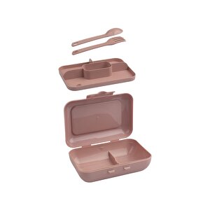 Okyanus Home Pudra Lunch Box 2 Katlı 5 Bölmeli Kendinden Çatal Kaşıklı Beslenme Kutusu