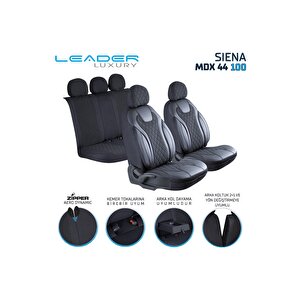 Geely Familia Uyumlu Lüx Yarı Deri Oto Koltuk Kılıfı Ön Arka Takım Yeni Siena Si̇yah Siyah