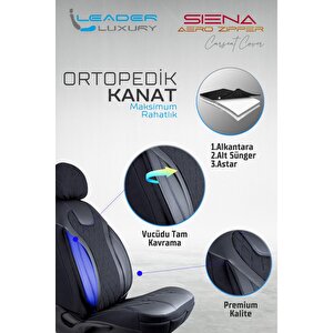 Bmw 3 Seri̇si̇ 323 Uyumlu Lüx Yarı Deri Oto Koltuk Kılıfı Ön Arka Takım Yeni Siena Si̇yah Mavi̇ Siyah - Mavi