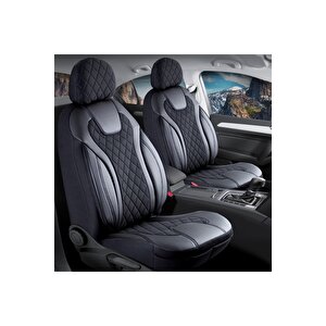 Seat İbiza Yeni̇ Uyumlu Lüx Yarı Deri Oto Koltuk Kılıfı Ön Arka Takım Yeni Siena Si̇yah Mavi̇ Siyah - Mavi
