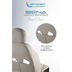Seat Leon Uyumlu Lüx Yarı Deri Oto Koltuk Kılıfı Ön Arka Takım Yeni Siena Bej
