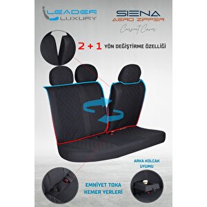 Audi A5 Serisi Uyumlu Lüx Yarı Deri Oto Koltuk Kılıfı Ön Arka Takım Yeni Siena Si̇yah Mavi̇