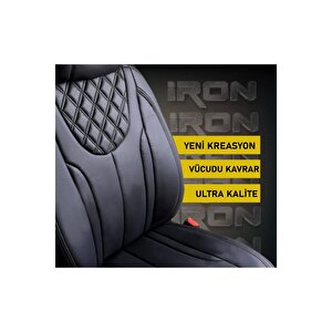 Jeep Comander Uyumlu Lüx Deri Oto Koltuk Kılıfı Ön Arka Takım İron Si̇yah