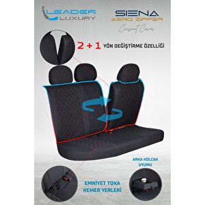 Kia Sportage Uyumlu Lüx Yarı Deri Oto Koltuk Kılıfı Ön Arka Takım Yeni Siena Si̇yah Kirmizi