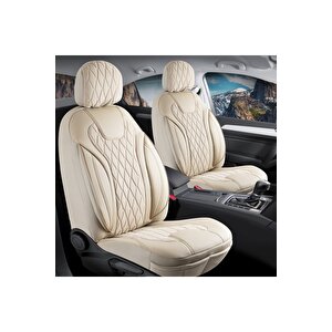 Fiat Egea Hb Uyumlu Lüx Yarı Deri Oto Koltuk Kılıfı Ön Arka Takım Yeni Siena Bej Bej