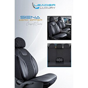 Fiat Prime Uyumlu Lüx Yarı Deri Oto Koltuk Kılıfı Ön Arka Takım Yeni Siena Si̇yah Beyaz Siyah - Beyaz