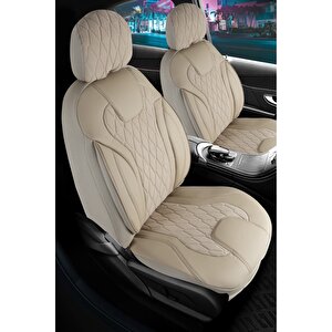 Peugeot 307 Uyumlu Lüx Yarı Deri Oto Koltuk Kılıfı Ön Arka Takım Yeni Siena Bej