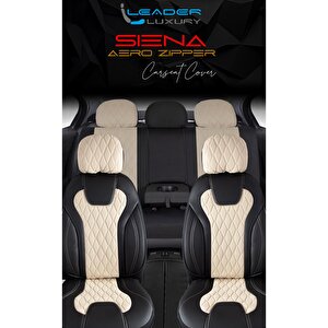 Hyundai Matrix Uyumlu Lüx Yarı Deri Oto Koltuk Kılıfı Ön Arka Takım Yeni Siena Bej Si̇yah Siyah - Bej