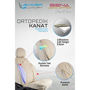 Bmw 1 Seri̇si̇ 118 Uyumlu Lüx Yarı Deri Oto Koltuk Kılıfı Ön Arka Takım Yeni Siena Bej