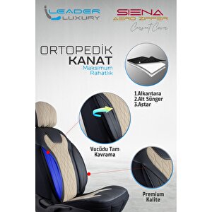 Fiat Freemont Uyumlu Lüx Yarı Deri Oto Koltuk Kılıfı Ön Arka Takım Yeni Siena Bej Si̇yah
