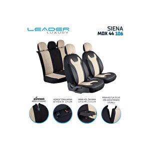 Geely Emgrand Uyumlu Lüx Yarı Deri Oto Koltuk Kılıfı Ön Arka Takım Yeni Siena Bej Si̇yah