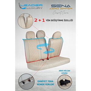 Geely Emgrand Uyumlu Lüx Yarı Deri Oto Koltuk Kılıfı Ön Arka Takım Yeni Siena Bej